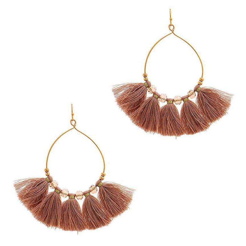 Tassel Drop Earrings, Dust Pink
